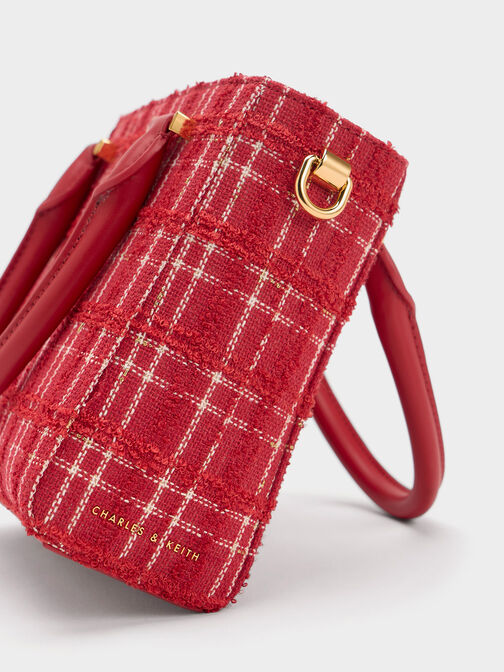 Georgette 短把方形手提包, 紅色, hi-res