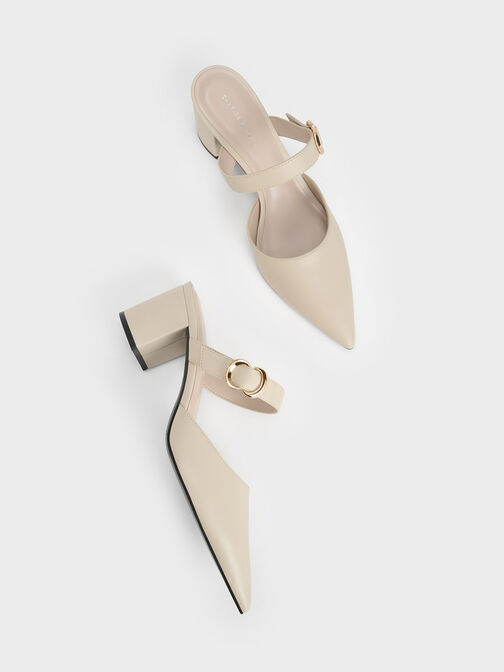 Metallic Accent Pointed-Toe Pumps, Chalk, hi-res