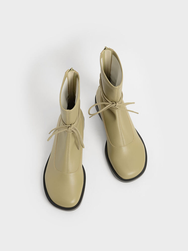 Lace-Detail Zip-Up Ankle Boots, Olive, hi-res