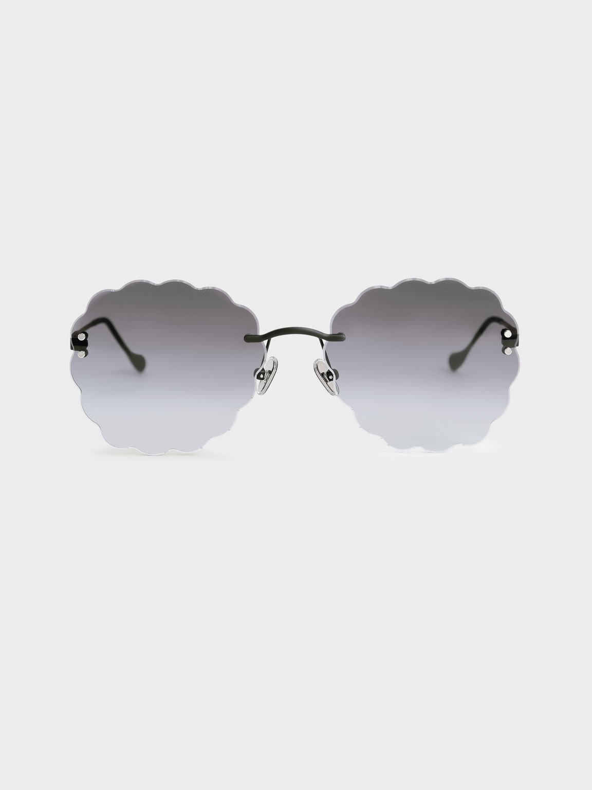 Scalloped Butterfly Sunglasses, Black, hi-res