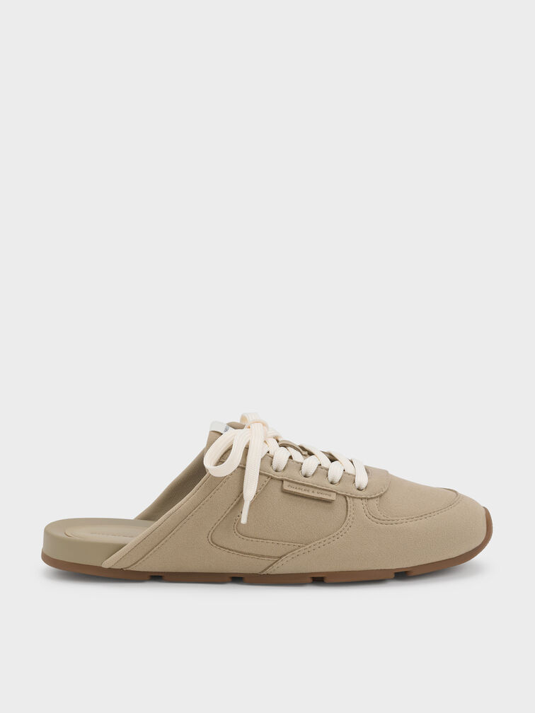 Lace-Up Slip-On Sneakers, Taupe, hi-res