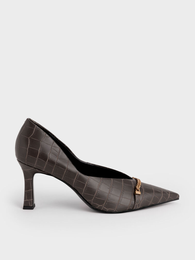 Chain Link D'Orsay Pumps, Animal Print Brown, hi-res