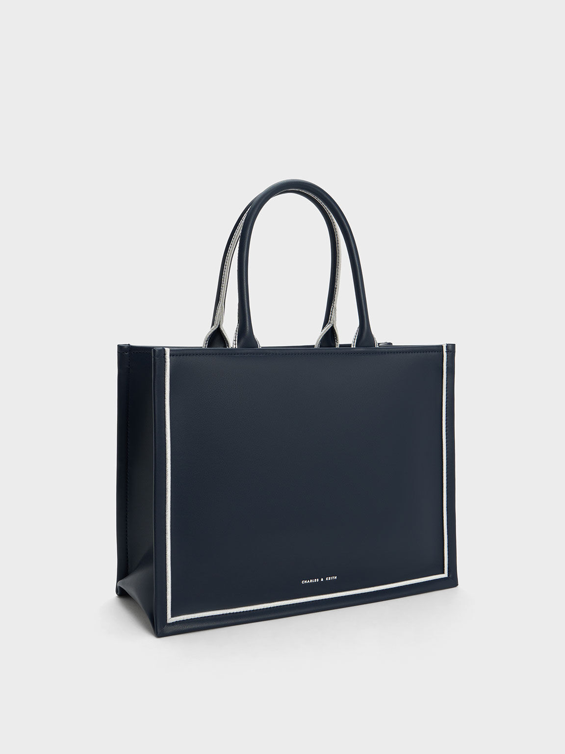 Jump Contrast-Trim Tote Bag, Navy, hi-res