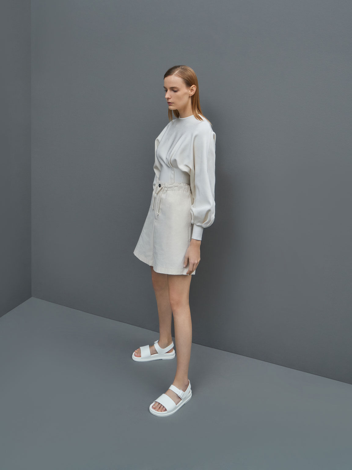 Buckle Strap Flatform Sandals, White, hi-res