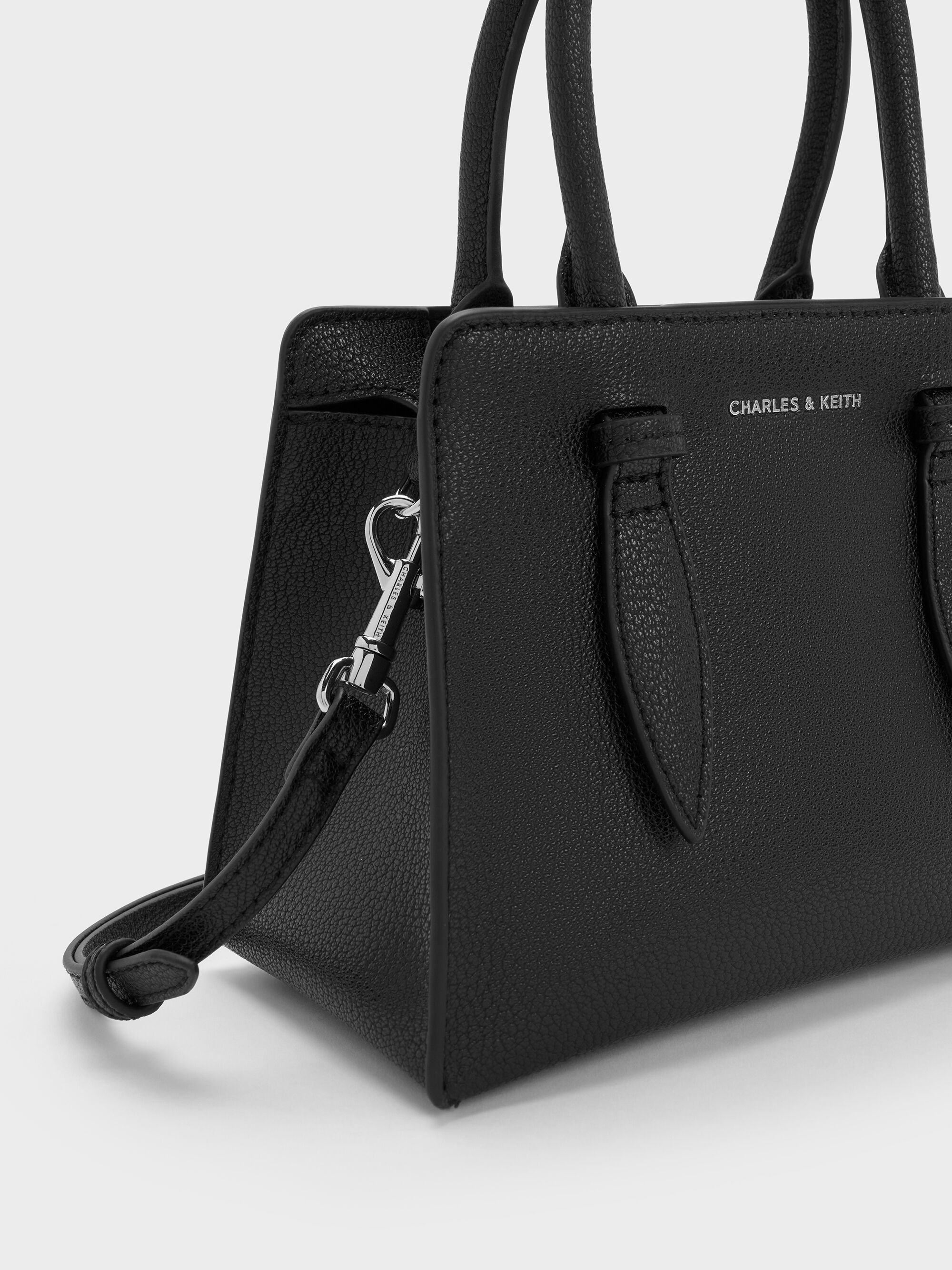 Noir Allyn Structured Trapeze Tote Bag - Noir - CHARLES & KEITH KR