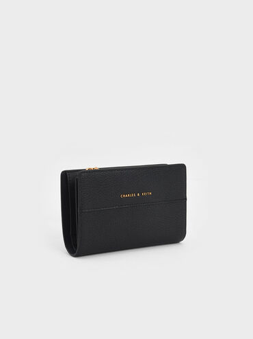 Top Zip Short Wallet, Black, hi-res