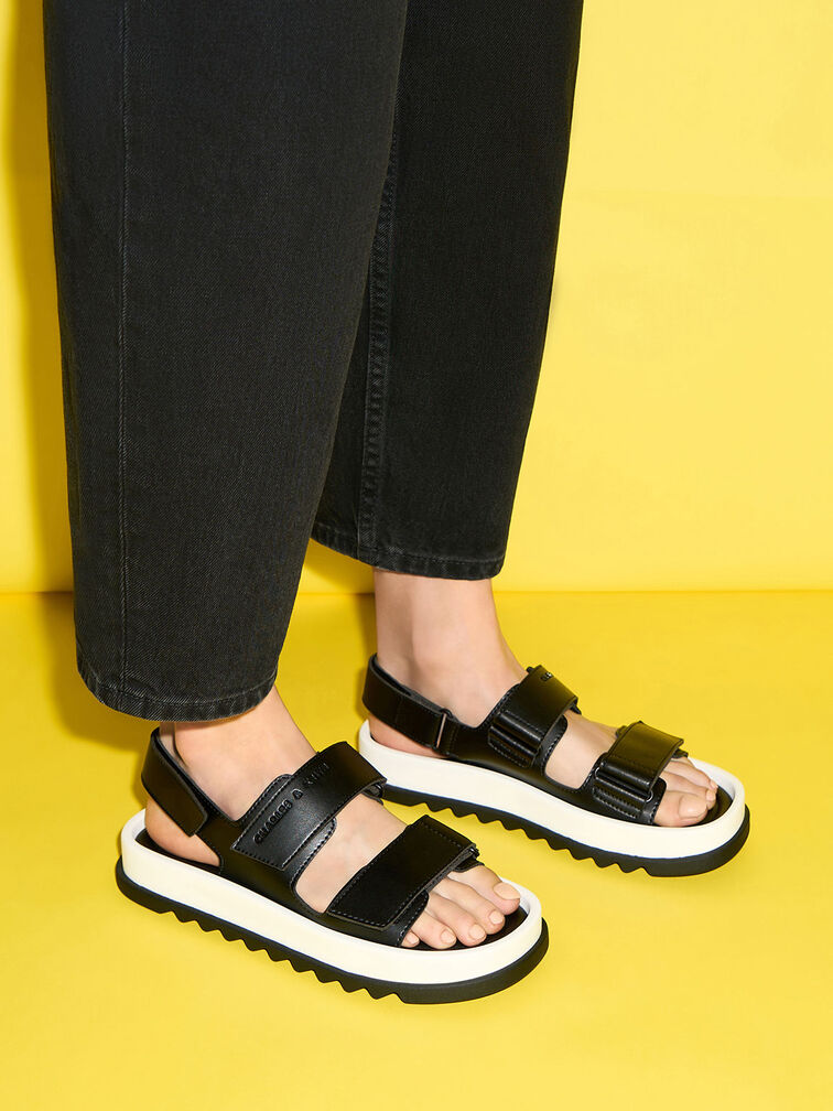 Buckled Sports Sandals, Black, hi-res