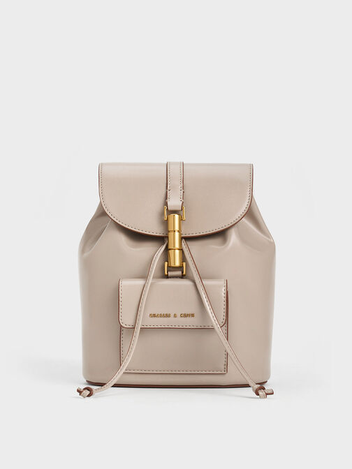 Cesia Metallic Accent Backpack, Taupe, hi-res