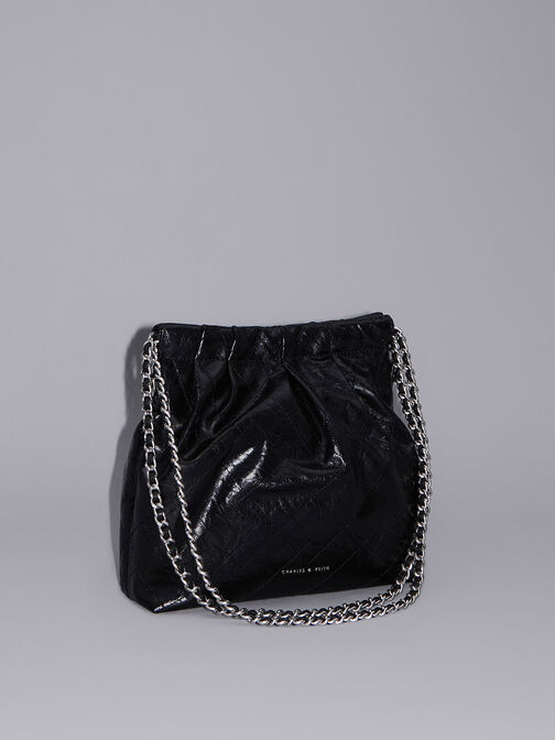 Bolso hobo Duo con doble cadena, Noir, hi-res