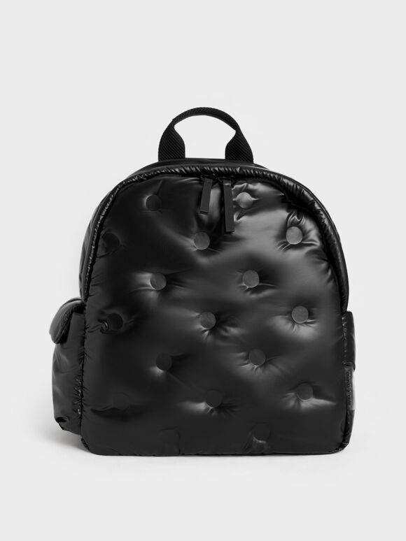 Sianna Nylon Padded Backpack, Black, hi-res