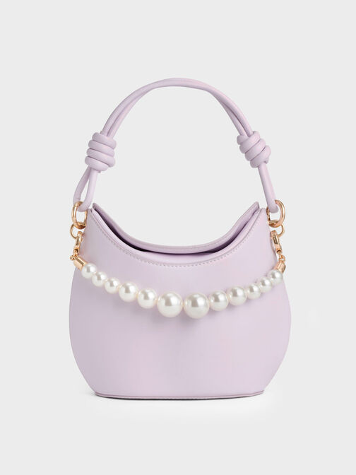 Lilac Aubrielle Metallic-Buckle Top Handle Bag - CHARLES & KEITH US