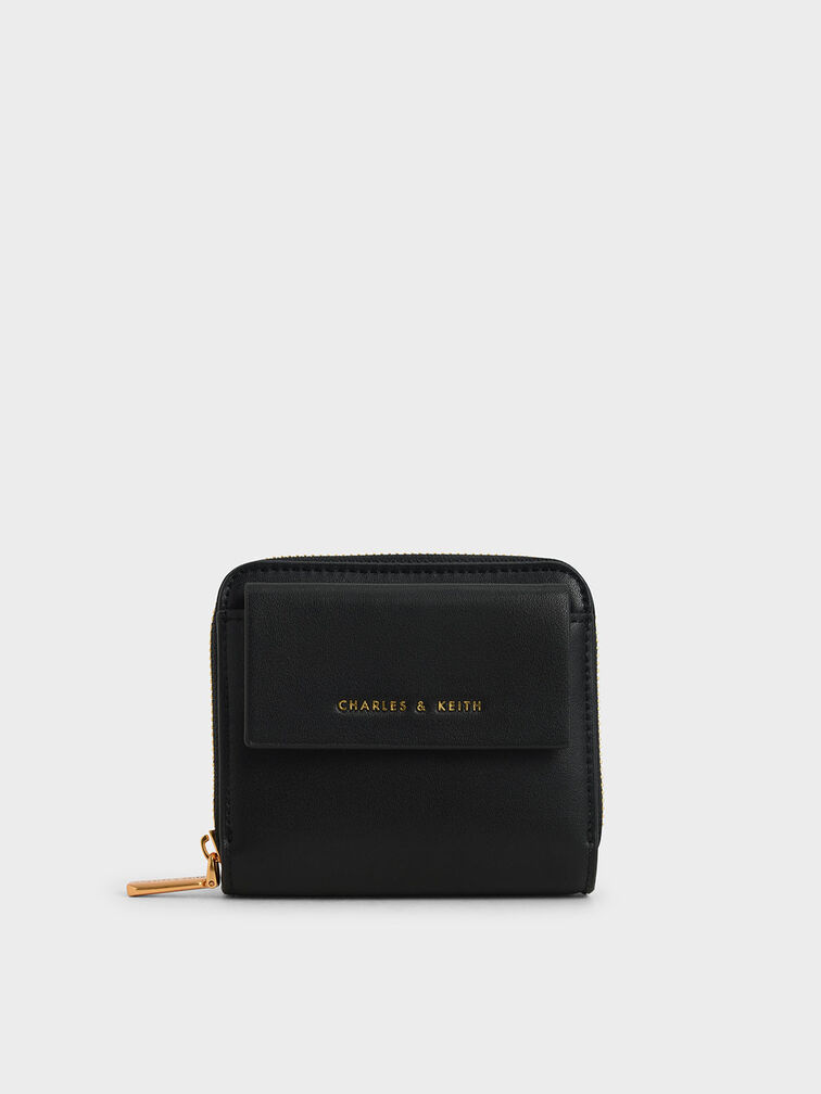 compact zip wallet - black