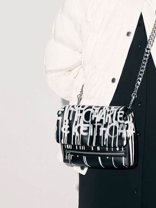 Swing Graffiti-Print Chain-Handle Bag, Multi, hi-res