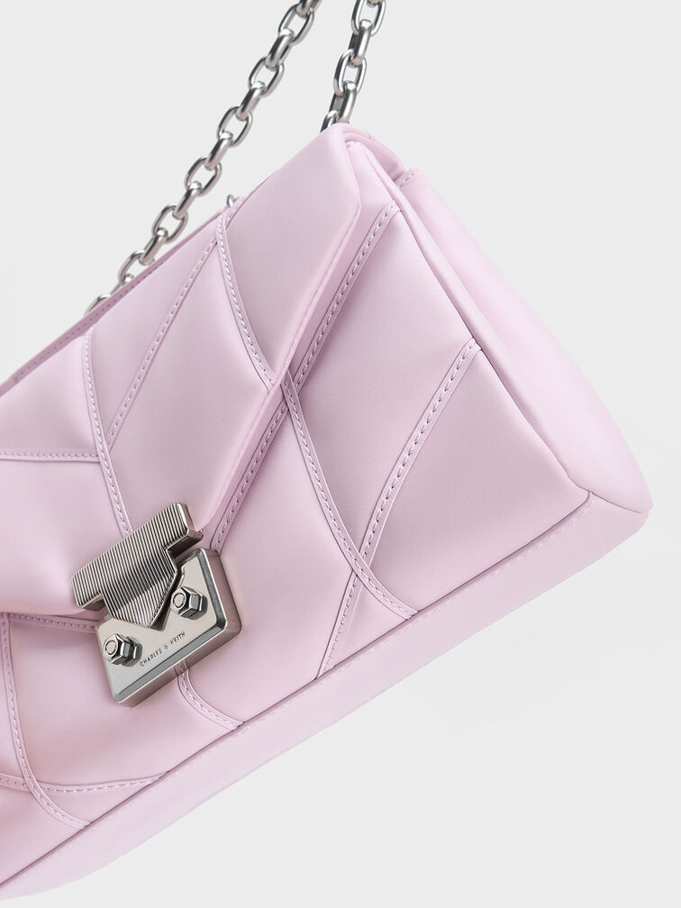 Eudora Chevron Trapeze Bag, Lilac, hi-res