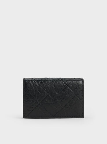 Duo Quilted Fold-Over Wallet, Black, hi-res