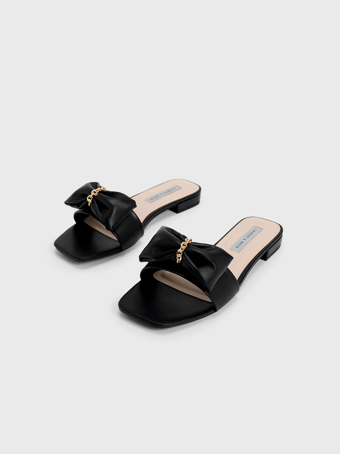 Chain-Link Bow Slides, Black, hi-res