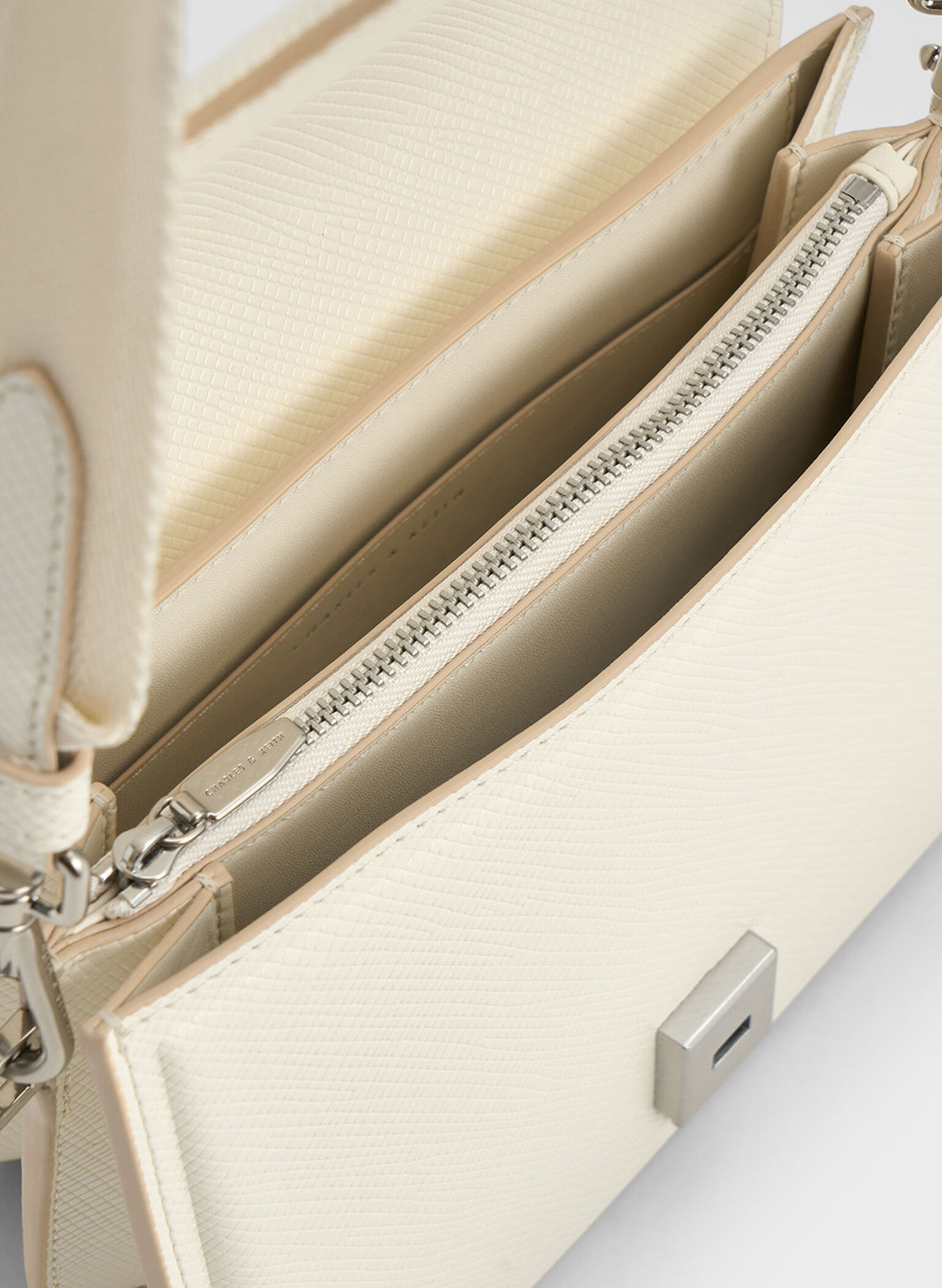 Cream Kay Front Flap Crossbody Bag CHARLES & KEITH AE