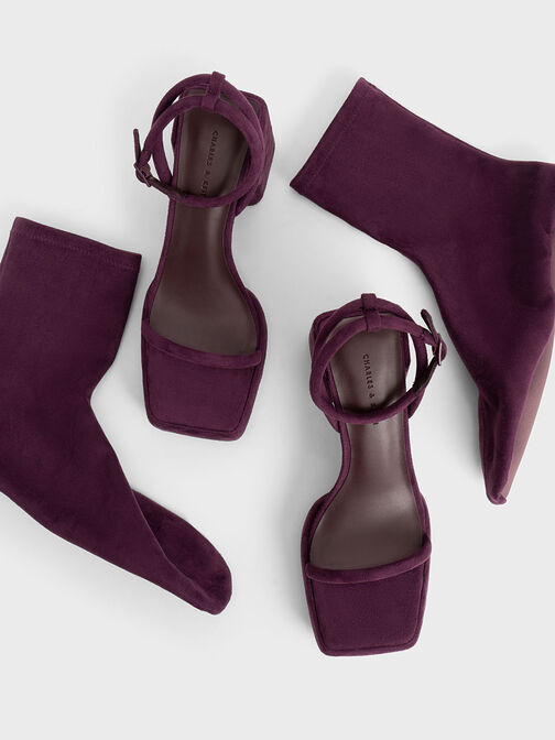 Lucile Textured Platform Calf Boots, Burgundy, hi-res