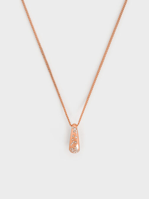Reverie Crystal Teardrop Necklace, Rose Gold, hi-res