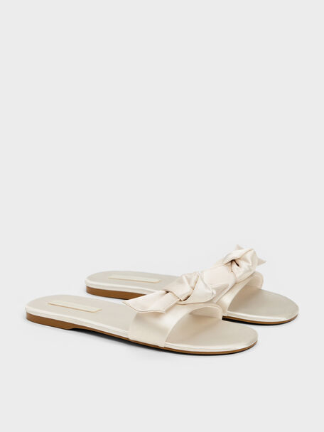 Anika Knot-Bow Slides, Chalk, hi-res
