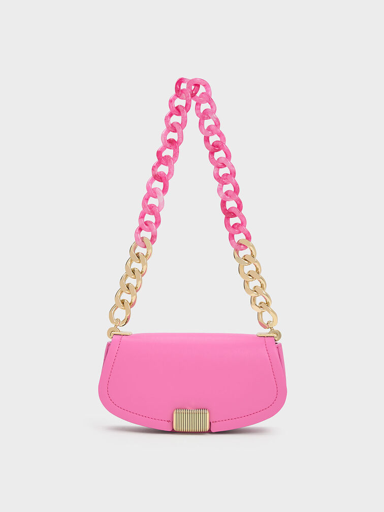 Pink Sonnet Two-Tone Chain Handle Shoulder Bag - CHARLES & KEITH US