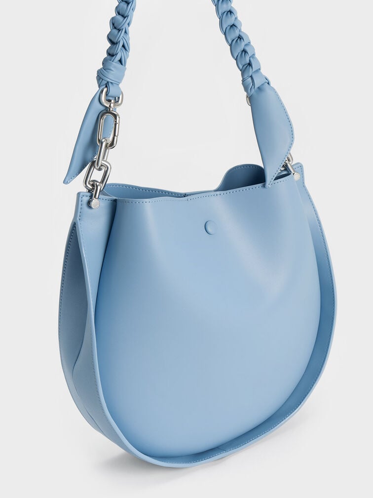 Cleona Braided Handle Shoulder Bag, Light Blue, hi-res