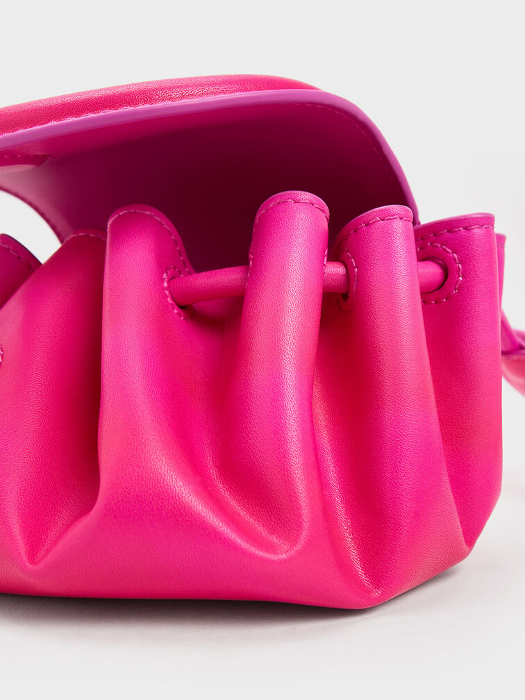 Mini Blossom Curved Flap Crossbody Bag, Pink, hi-res