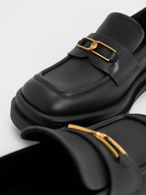 Mocasines Gabine de piel con lengüeta, Negro, hi-res