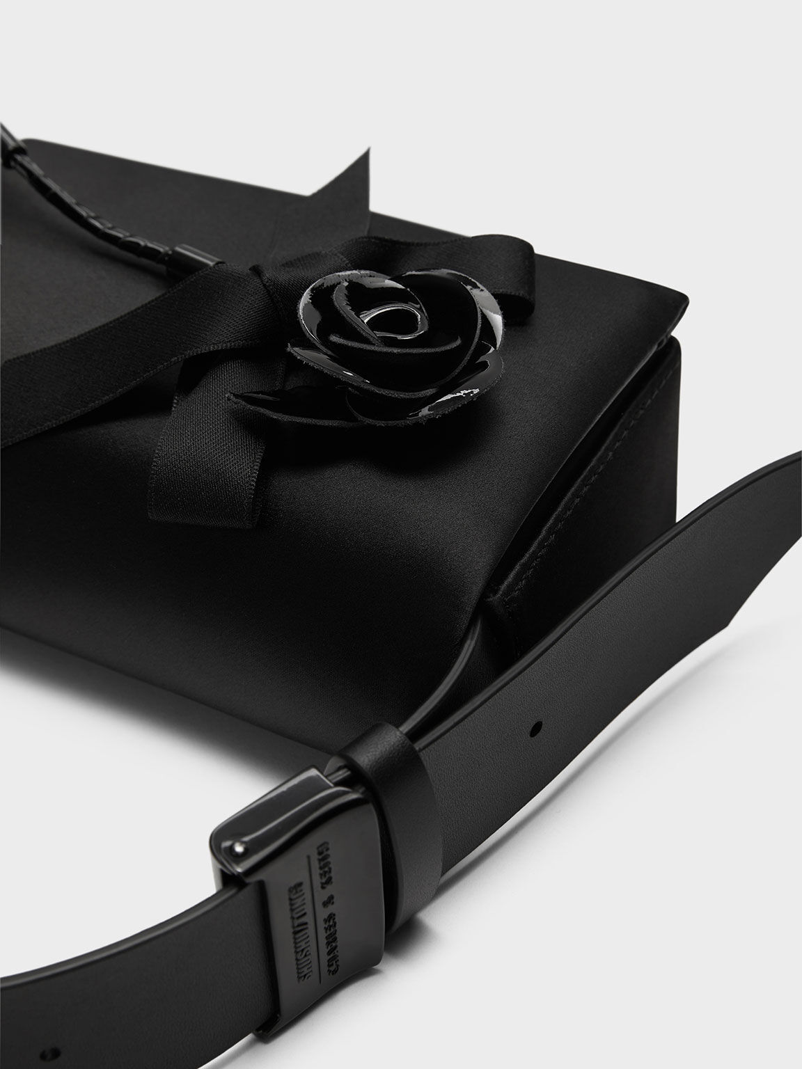 charles and keith satin scarf top handle bag