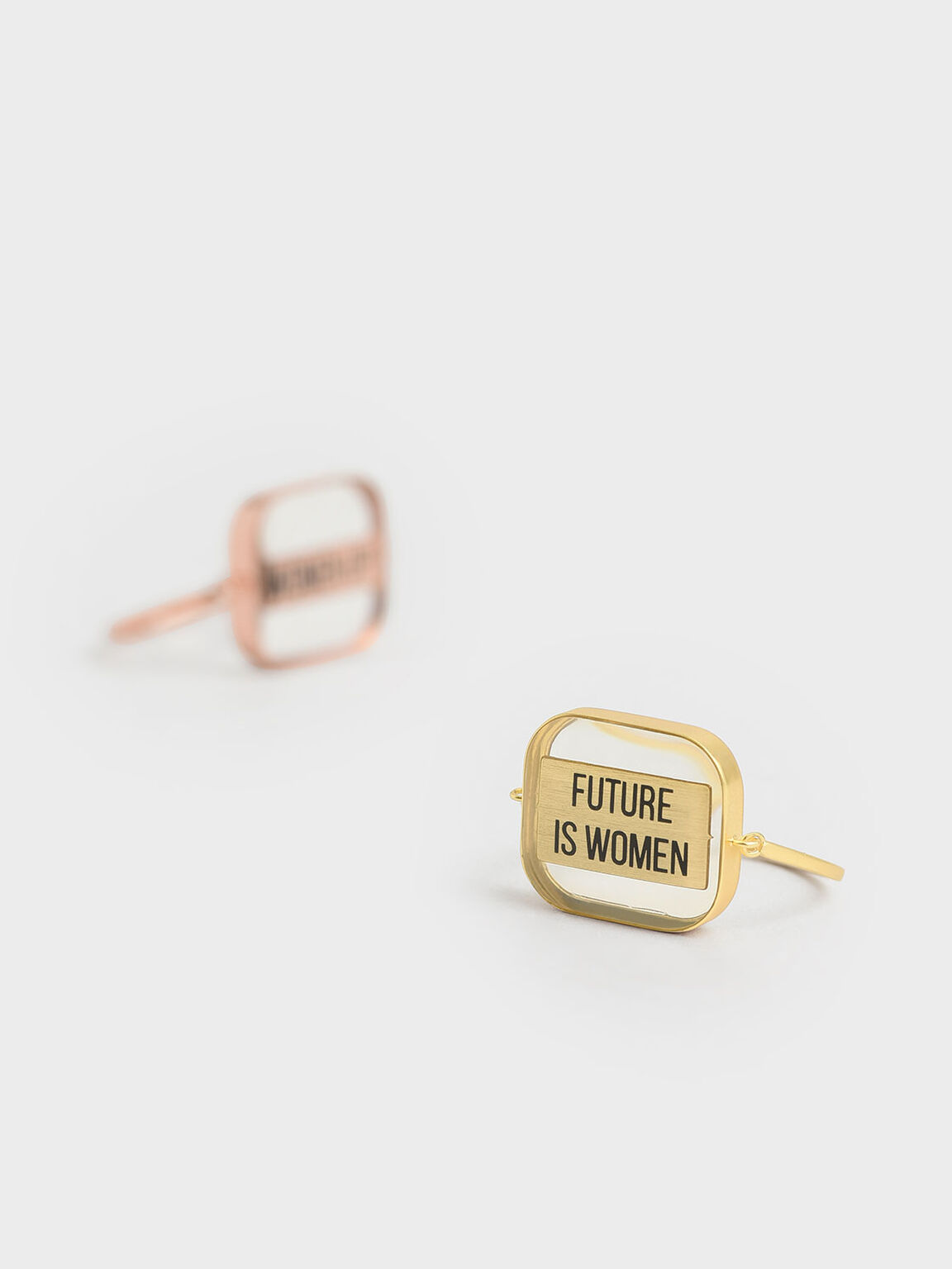 "FUTURE IS WOMEN" Acrylic Ring, Bronze, hi-res
