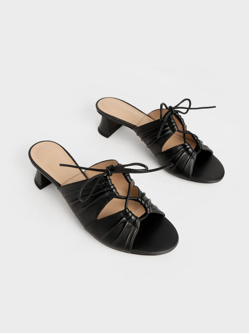 Landis Leather Round-Toe Mules, Black, hi-res