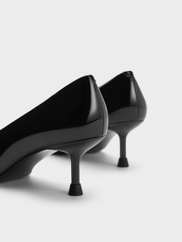 Zapatos de charol con tacón bajo y punta afilada, Charol negro, hi-res