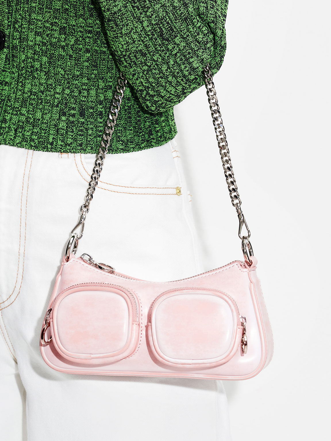 Letitia Chain-Link Shoulder Bag, Light Pink, hi-res