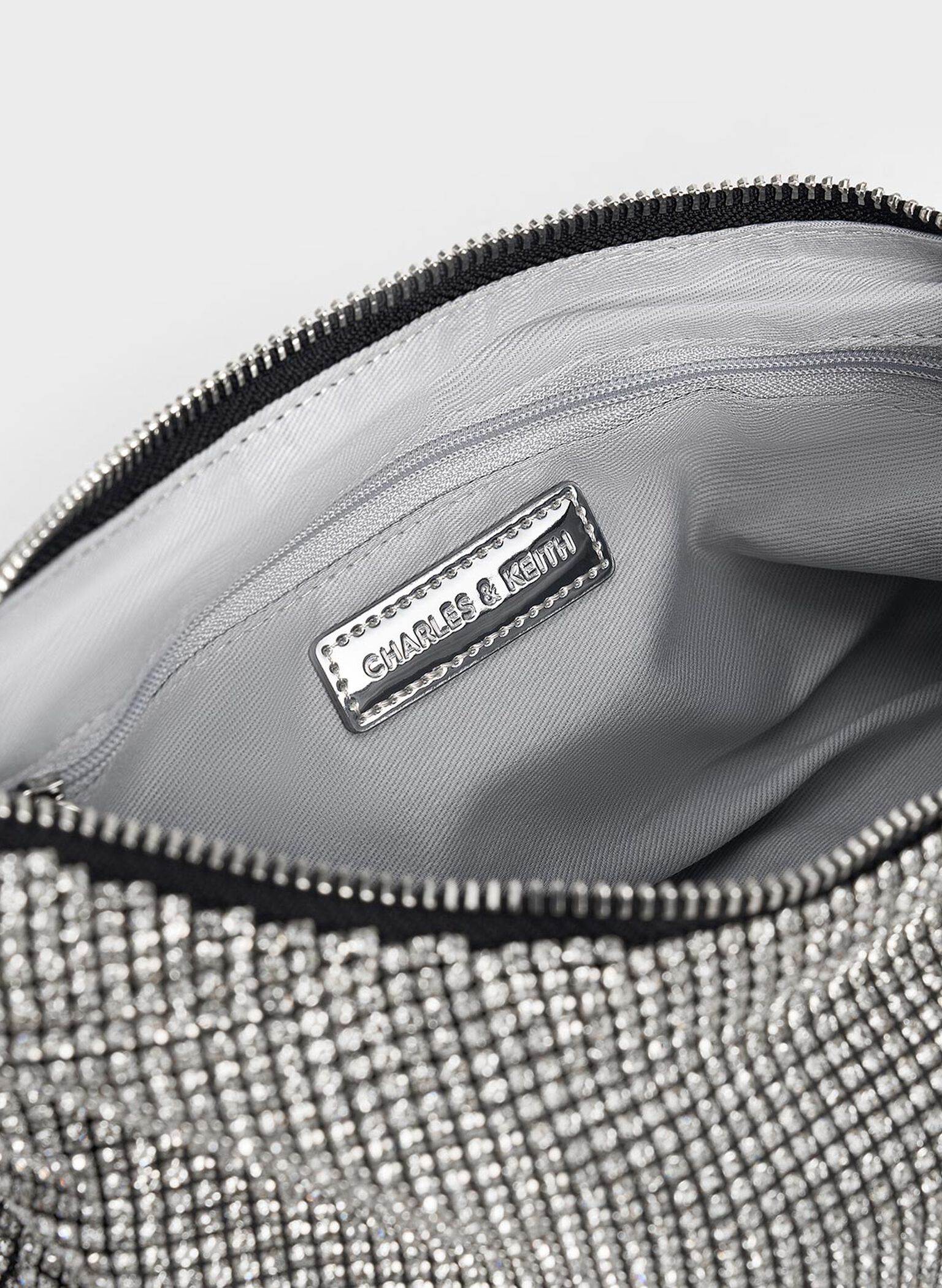 Crystal-Embellished Two-Way Bag, Silver, hi-res