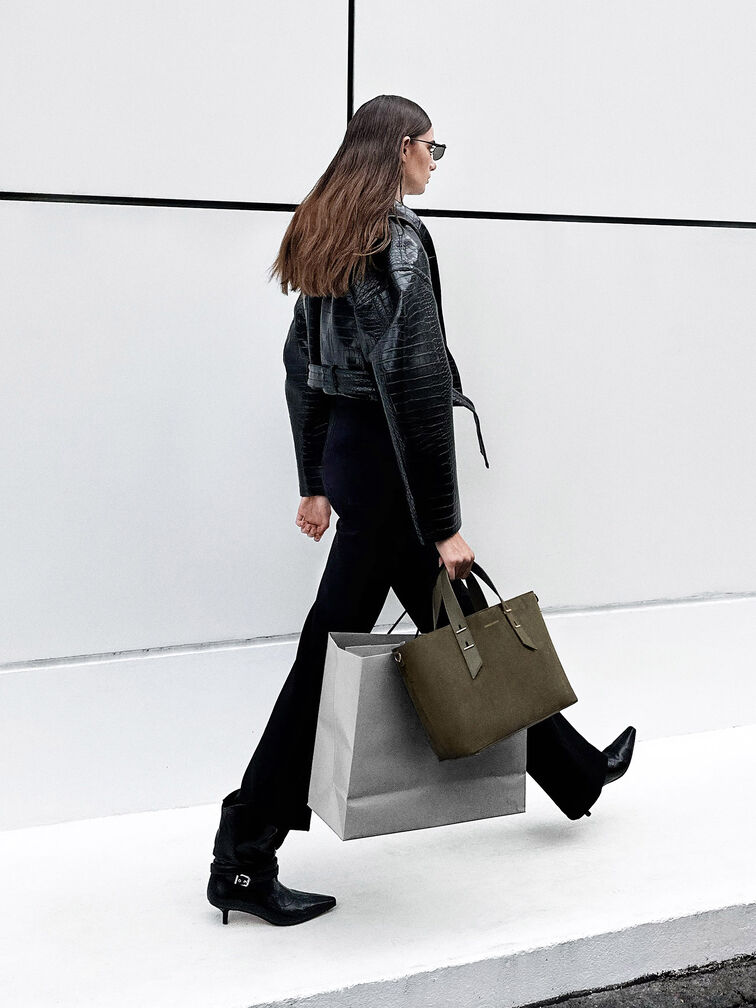 Sacola Shania de camurça reciclada, Deep Olive, hi-res