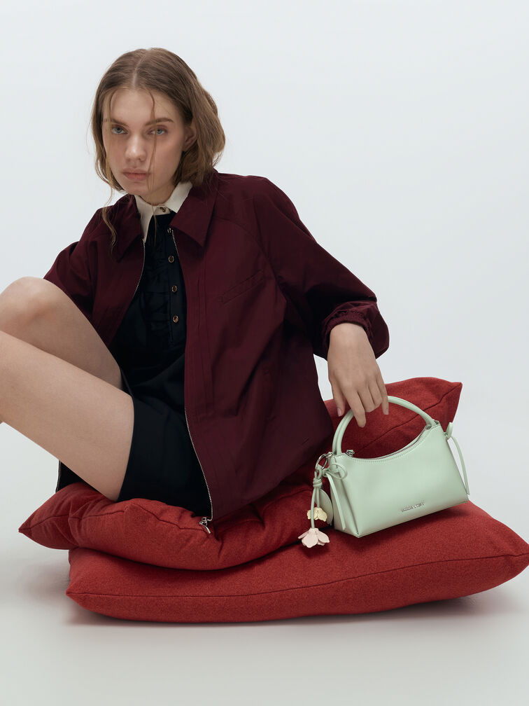 헤이즐 보우 탑 핸들 백, 민트 그린, hi-res