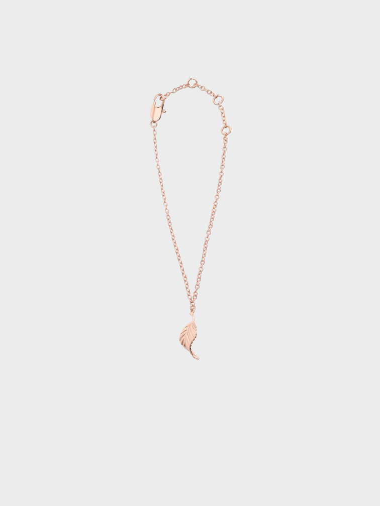 Leaf Bead Bracelet, Rose Gold, hi-res
