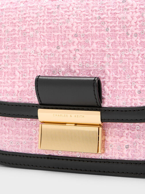 Pink Roza Tweed Trapeze Bag, CHARLES & KEITH in 2023