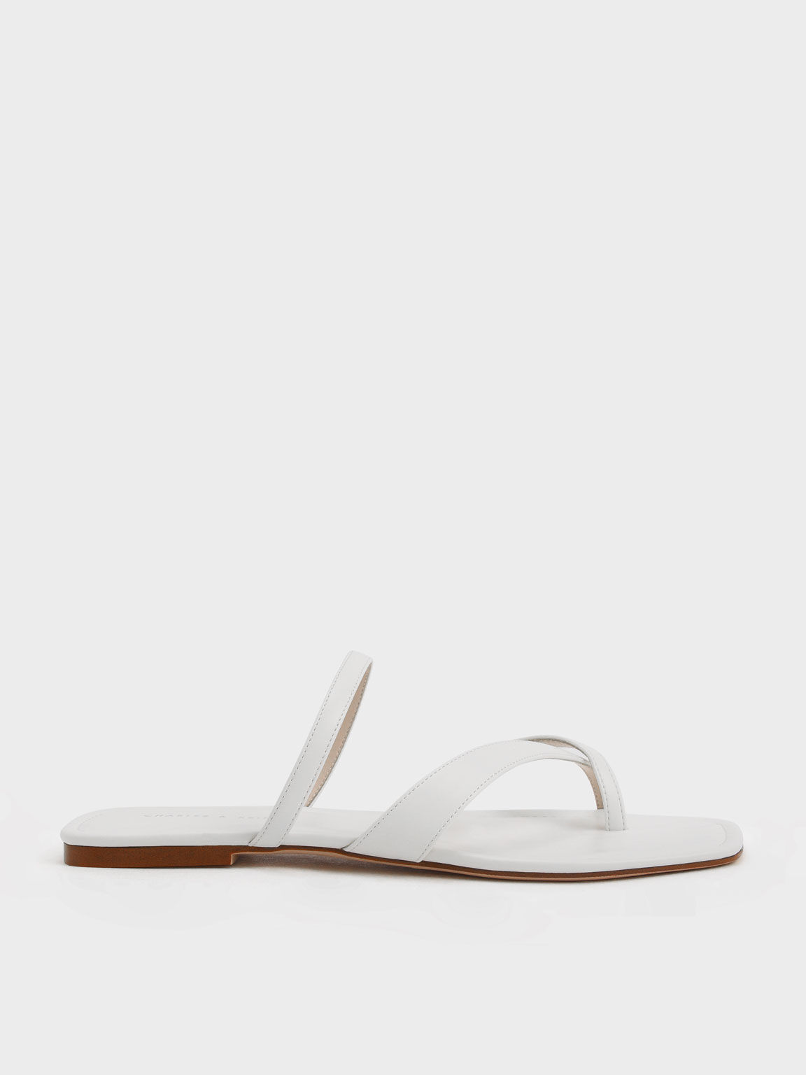 Toe-Loop Slide Sandals, White, hi-res