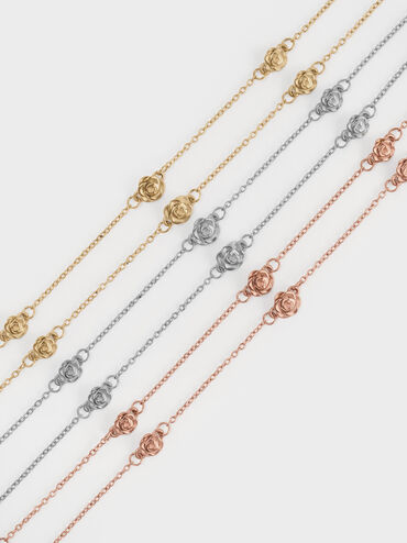 Rosalind Flower-Motif Necklace, Brushed Rose Gold, hi-res