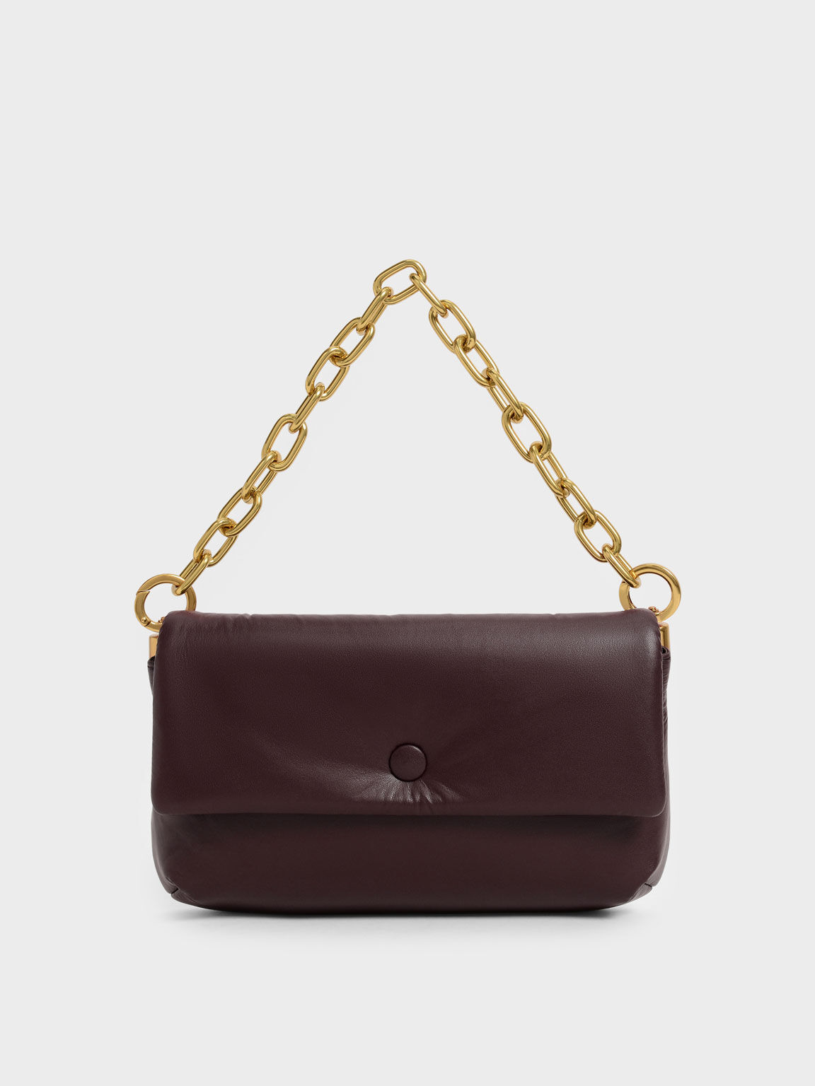 Zadie Padded Shoulder Bag, Burgundy, hi-res