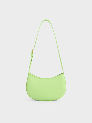 Curved Shoulder Bag, Green, hi-res