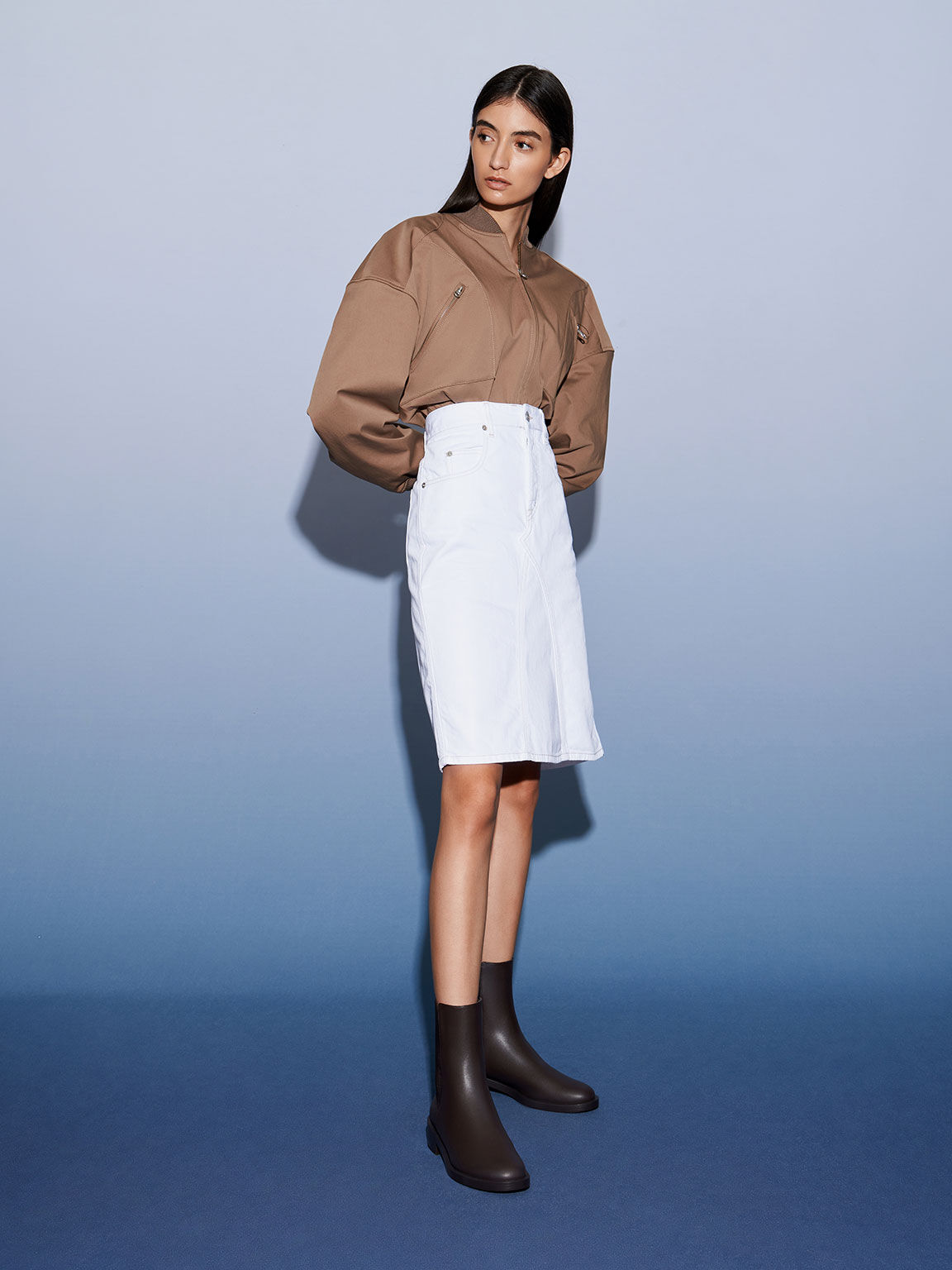 Block Heel Chelsea Boots, Dark Brown, hi-res