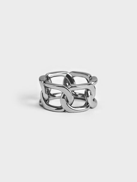 Gabine Chain-Link Ring, Silver, hi-res