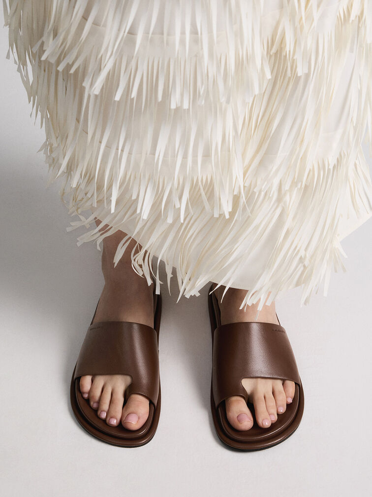 Sandalias planas con tiras anchas, Marrón, hi-res