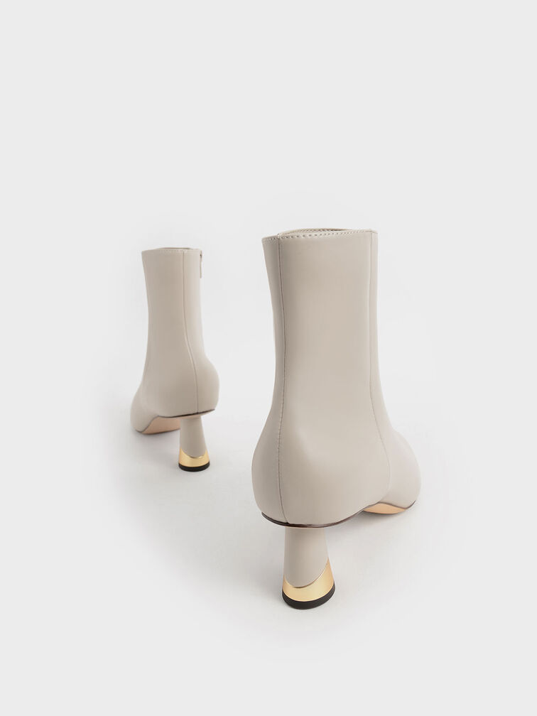 Metallic Heel Ankle Boots, Chalk, hi-res