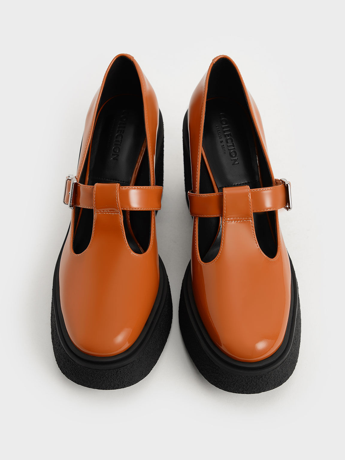 Odette Patent Leather T-Bar Platform Mary Janes, Cognac, hi-res