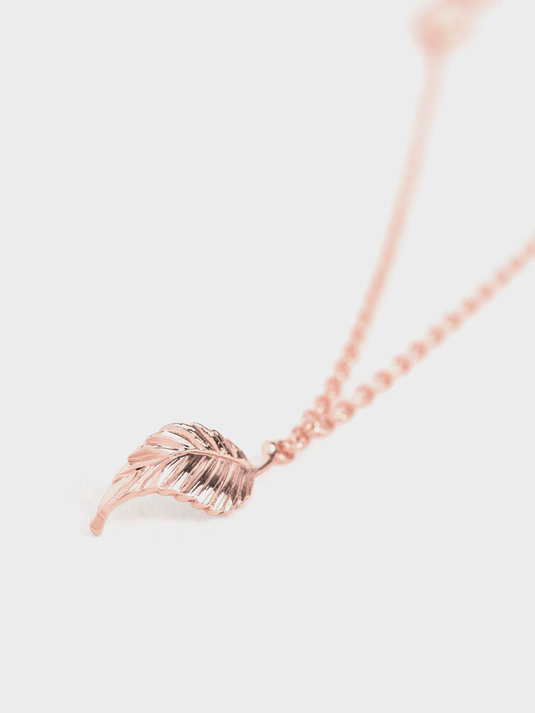 Leaf Bead Bracelet, Rose Gold, hi-res