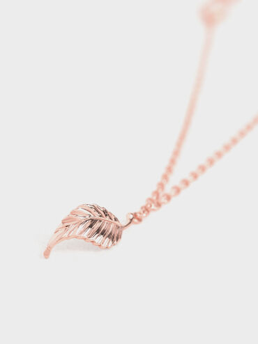 Leaf Bead Bracelet, Rose Gold, hi-res
