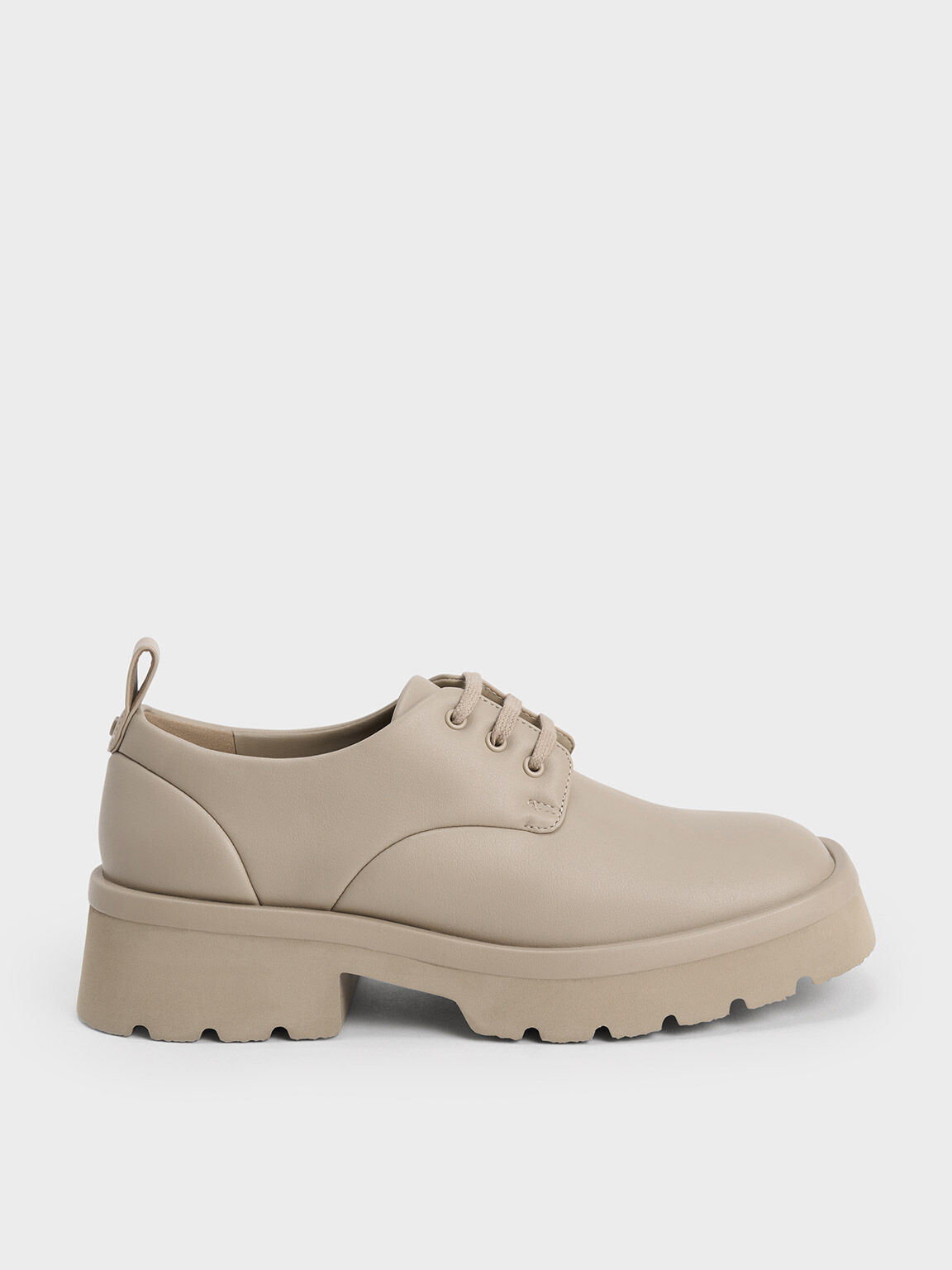 Ridged Sole Lace-Up Oxfords, Taupe, hi-res